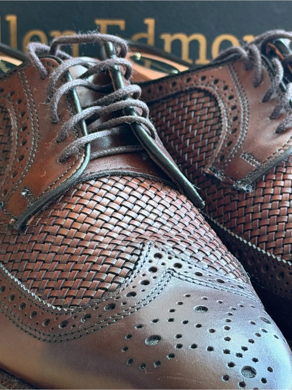 Allen Edmonds Brown Woven Leather Derby Shoes